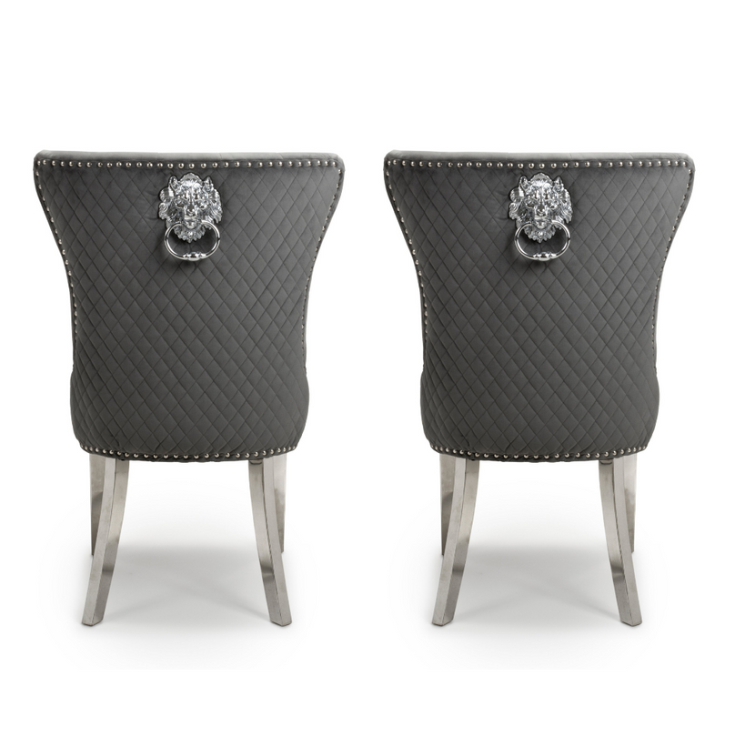 Coco Dining Chair Brushed Grey Velvet (Pair)