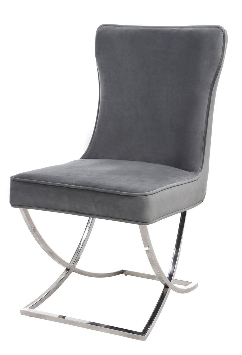 Hampton Dining Chair Velvet Grey