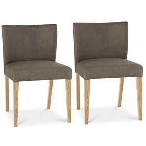 Tuscany Light Oak Low Back Upholstered Chair Black Gold Fabric (Pair)