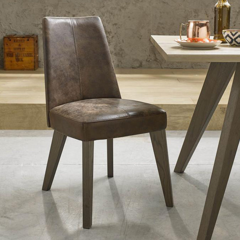 Camborne Upholstered Chair Distressed Leather (Pair)