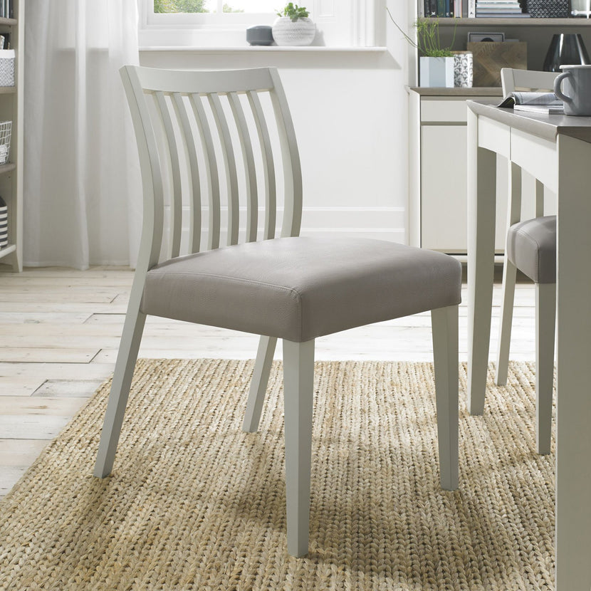 Boden Low Slatted Back Chair Grey Bonded Leather (Pair)