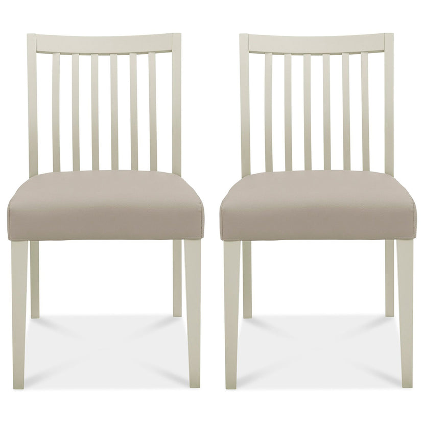 Boden Low Slatted Back Chair Grey Bonded Leather (Pair)