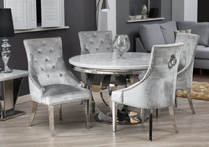 Belvedere Knockerback Dining Chair Pewter (PAIR)
