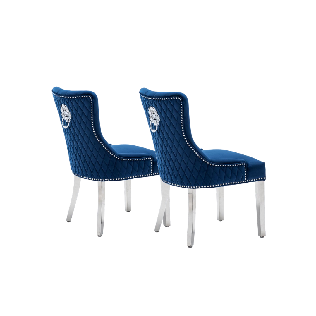 Omega Dining Chair Blue Velvet (Pair of Chairs)