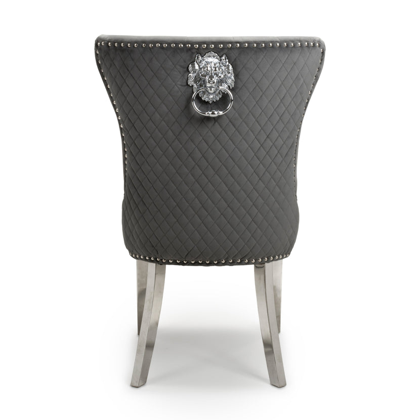 Coco Dining Chair Brushed Grey Velvet (Pair)