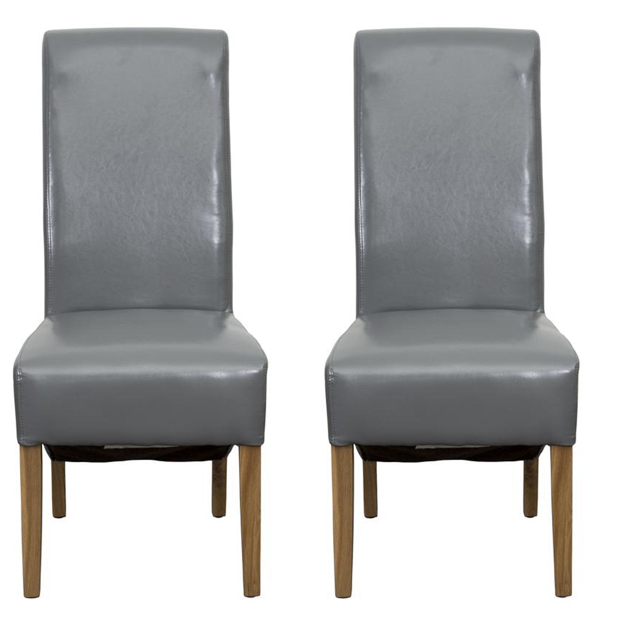 Hudson Dining Chair Grey Bonded Leather (Pair)