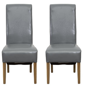 Hudson Dining Chair Grey Bonded Leather (Pair)