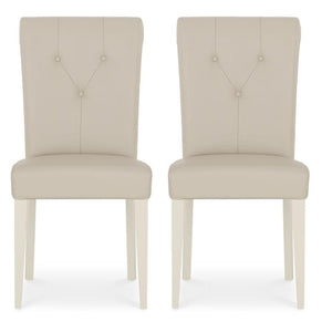Marseilles Upholstered Chair Ivory Bonded Leather (Pair)