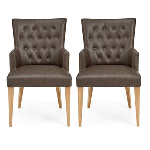 High Park Upholstered Arm Chair (Distressed Bonded Leather) (Pair)