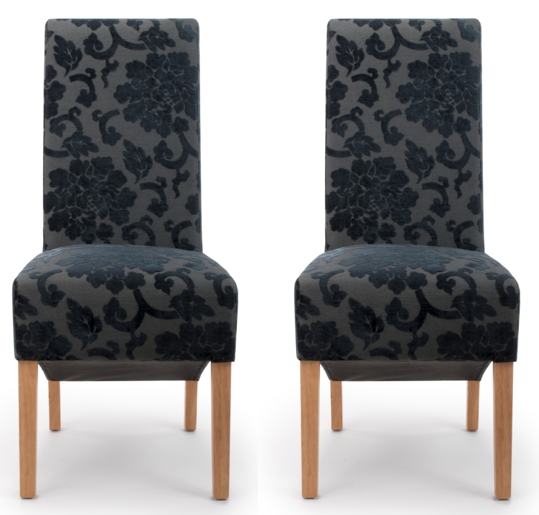 Hudson Dining Chair Baroque Charcoal (Pair)