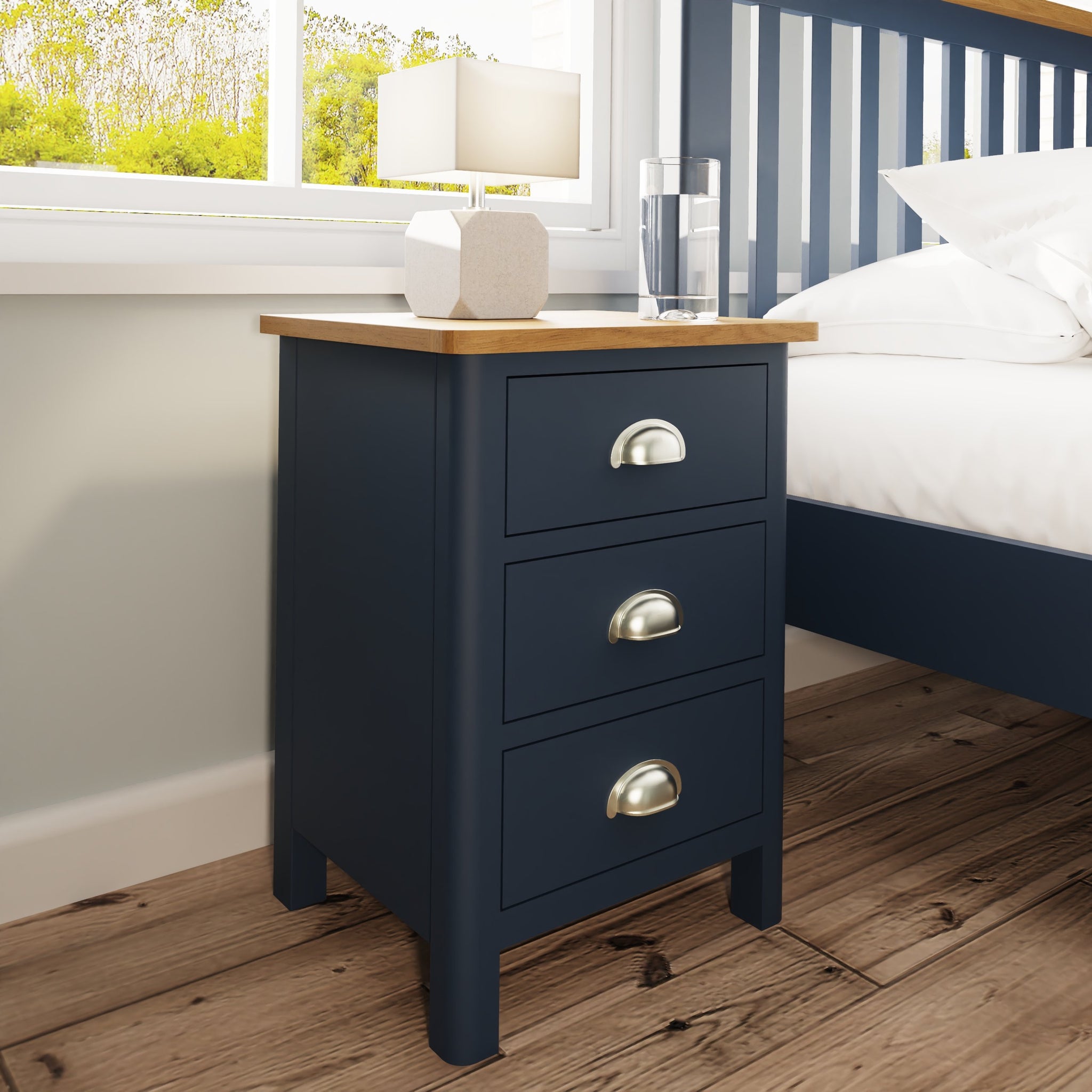 Midnight 3 Drawer Bedside