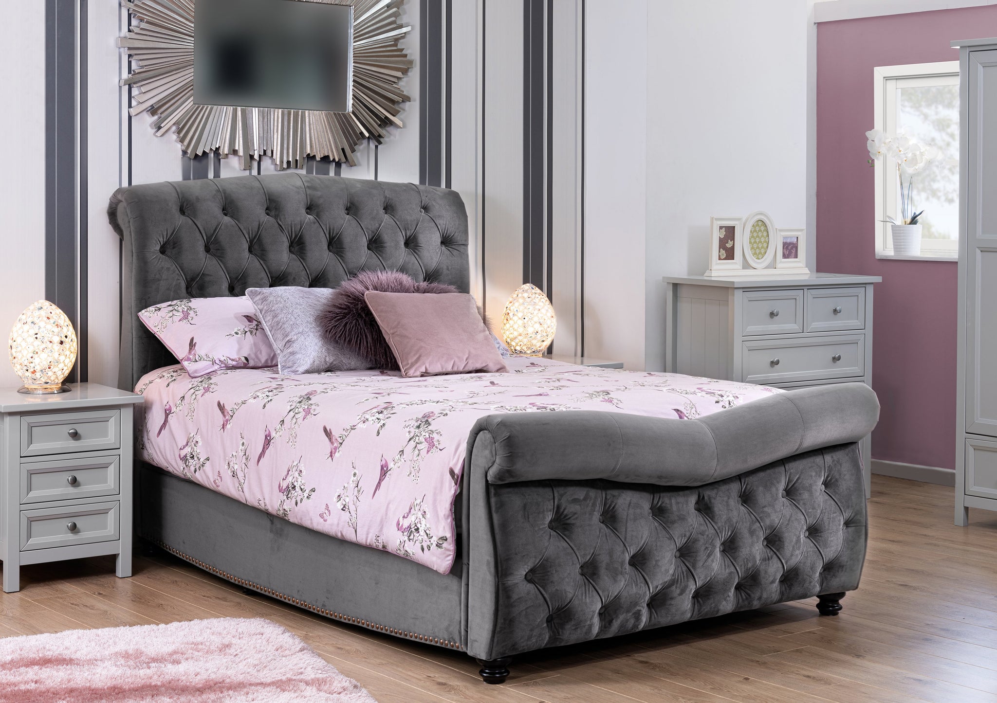 Belgravia Ottoman Bedframe Silver