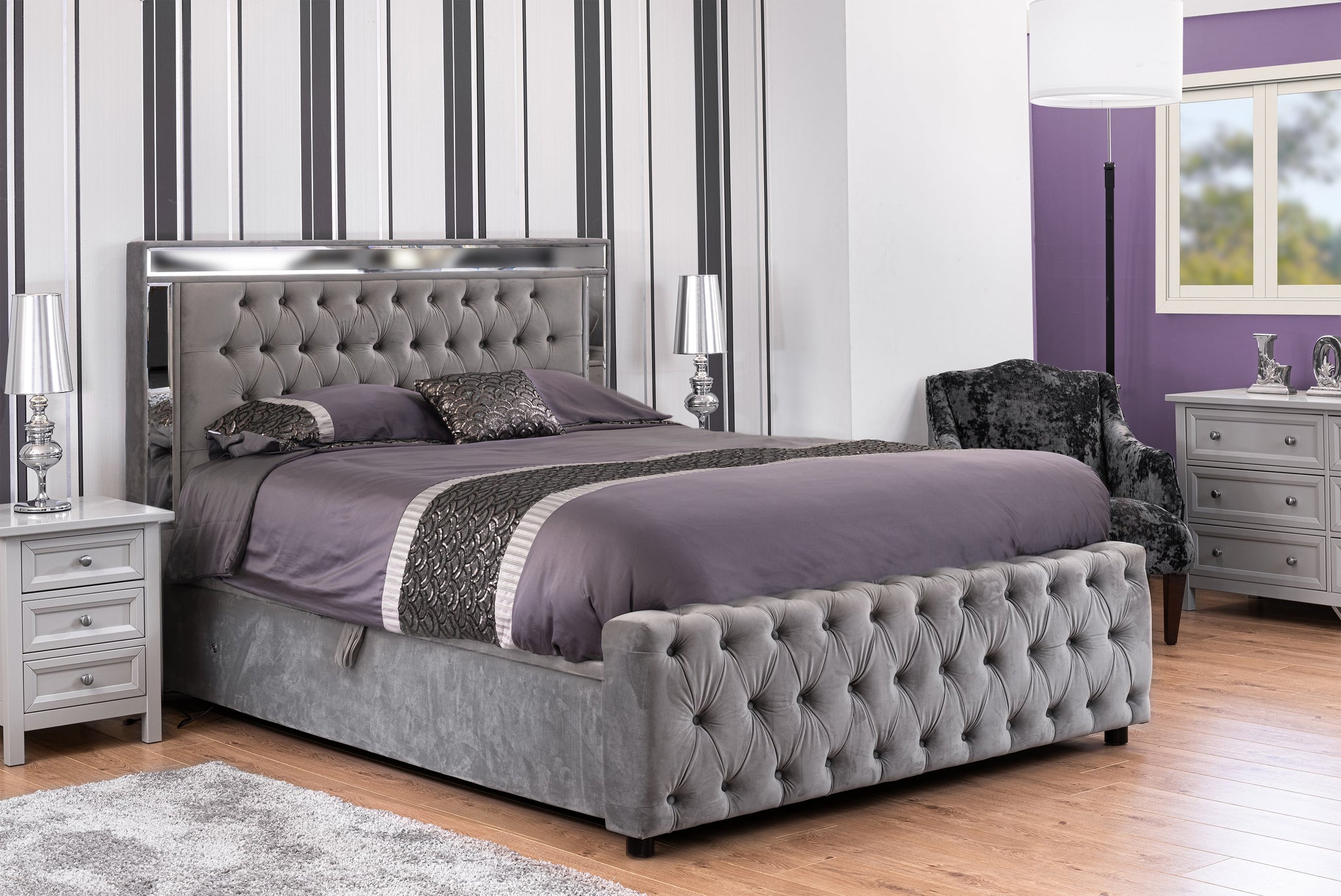 Savoy Mirrored Ottoman Bedframe