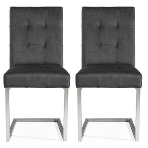 Toulouse Upholstered Cantilever Chair Gun Metal (Pair)
