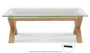 Tuscany Light Oak Glass Top Coffee Table