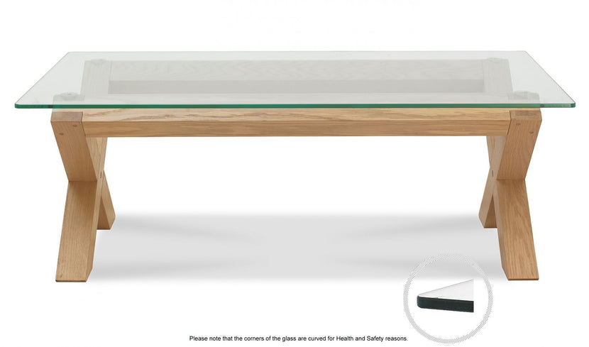 Tuscany Light Oak Glass Top Coffee Table