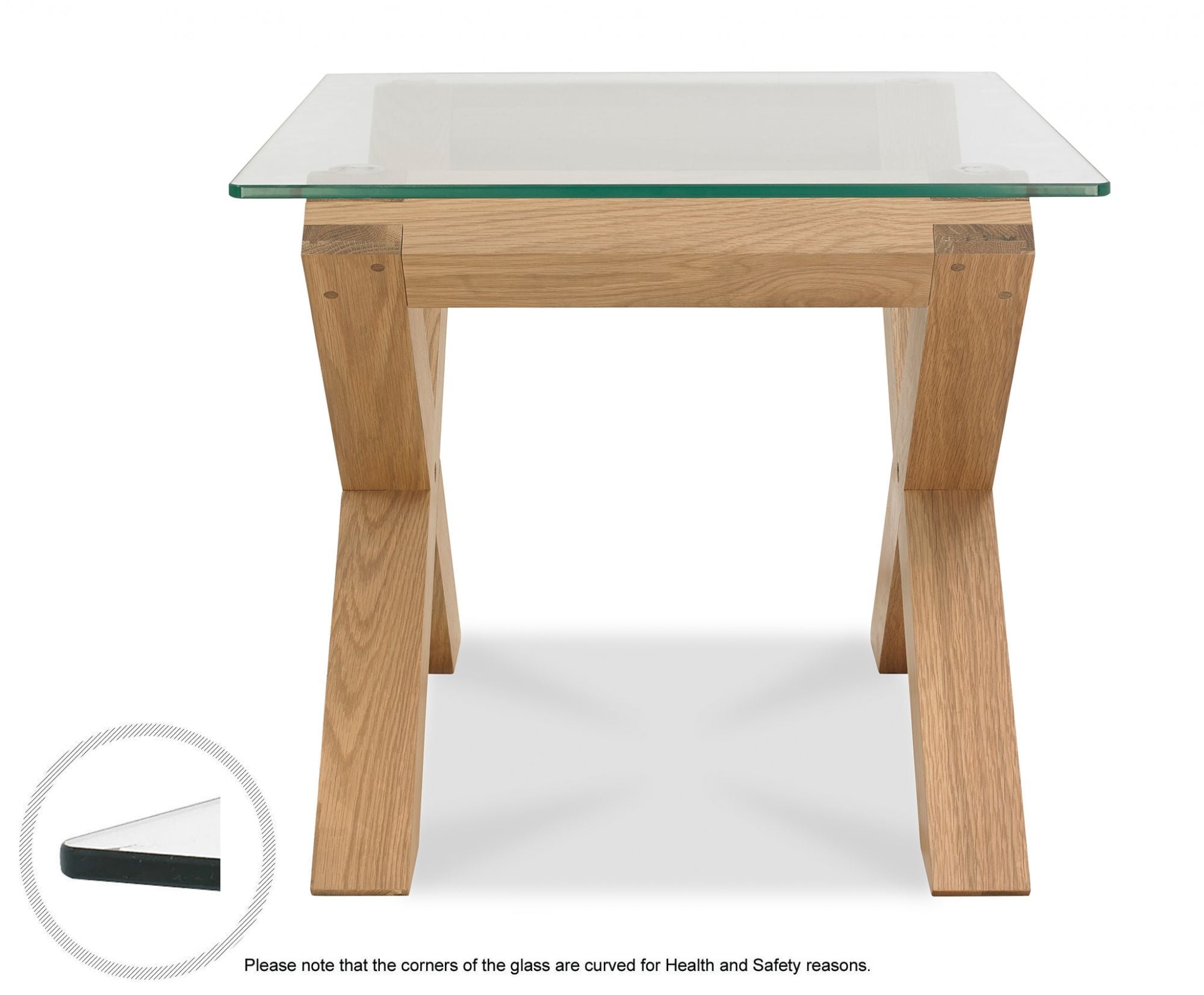Tuscany Light Oak Glass Top Lamp Table