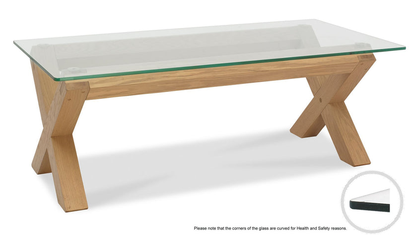 Tuscany Light Oak Glass Top Coffee Table