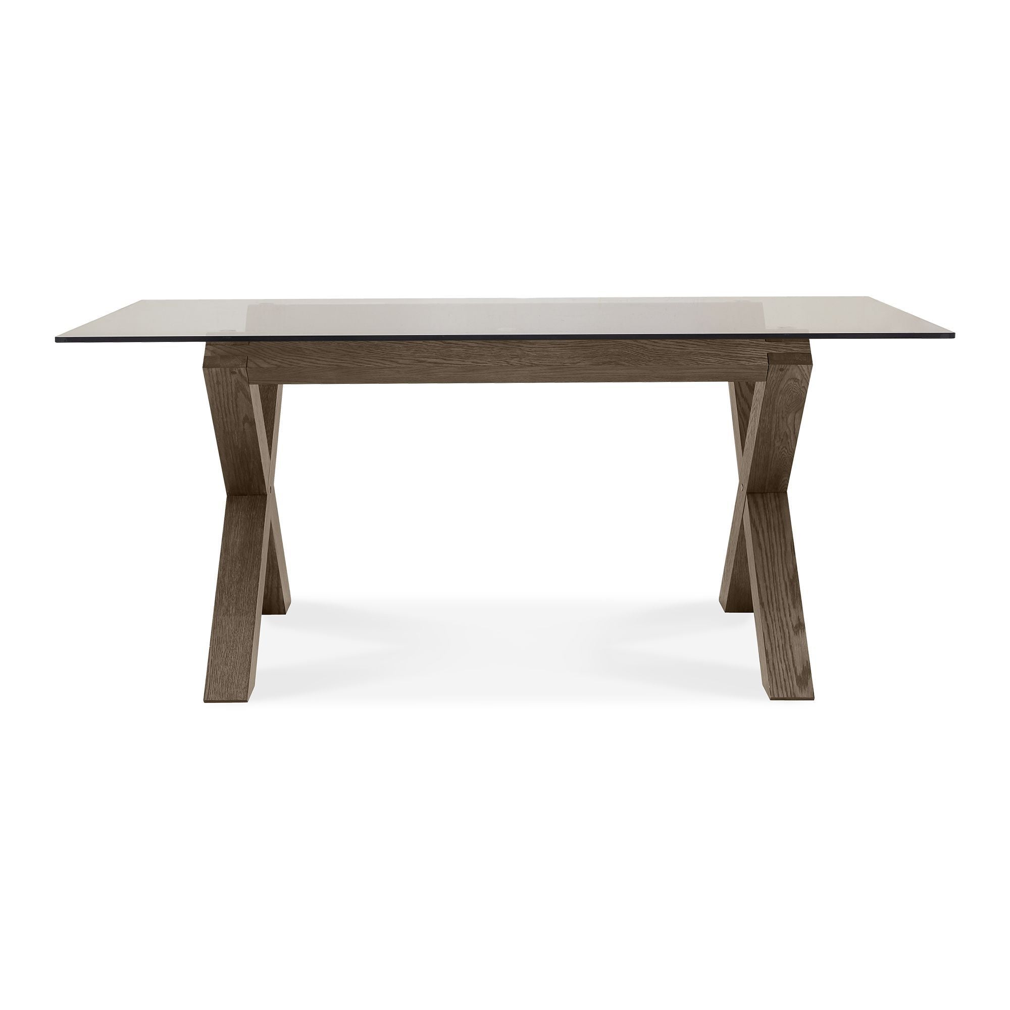 Tuscany Dark Oak 6 Seater Glass Top Dining Table