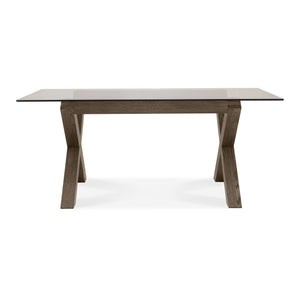 Tuscany Dark Oak 6 Seater Glass Top Dining Table