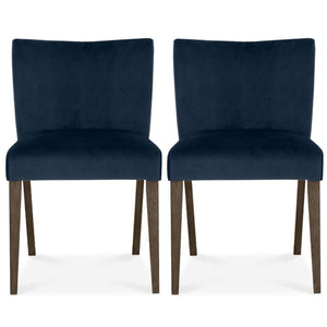 Tuscany Dark Oak Low Back Chair Dark Blue (Pair)
